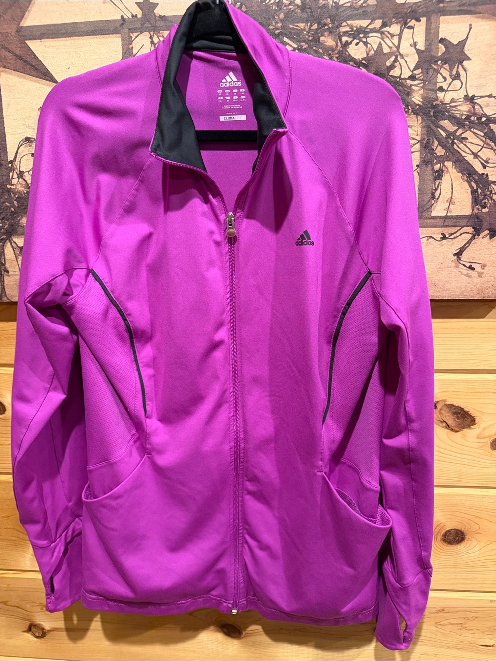 adidas Women's Magenta Full-Zip Utility Jacket with Black Trim xl
